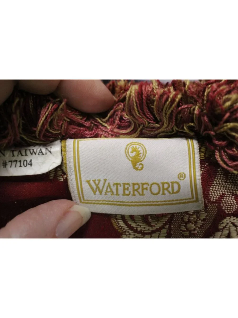 Waterford Charlemont Ruby Red Gold Medallion Throw Pillow Set Embroidered Damask